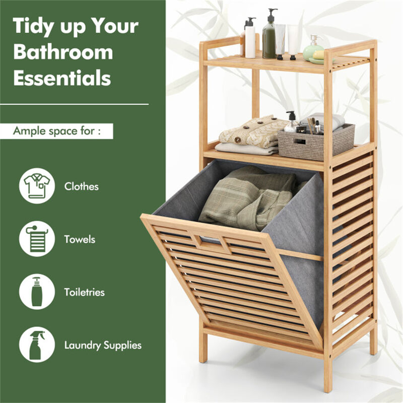 2-Tier Tilt-Out Laundry Hamper for Bathroom, Bedroom, or Laundry Room