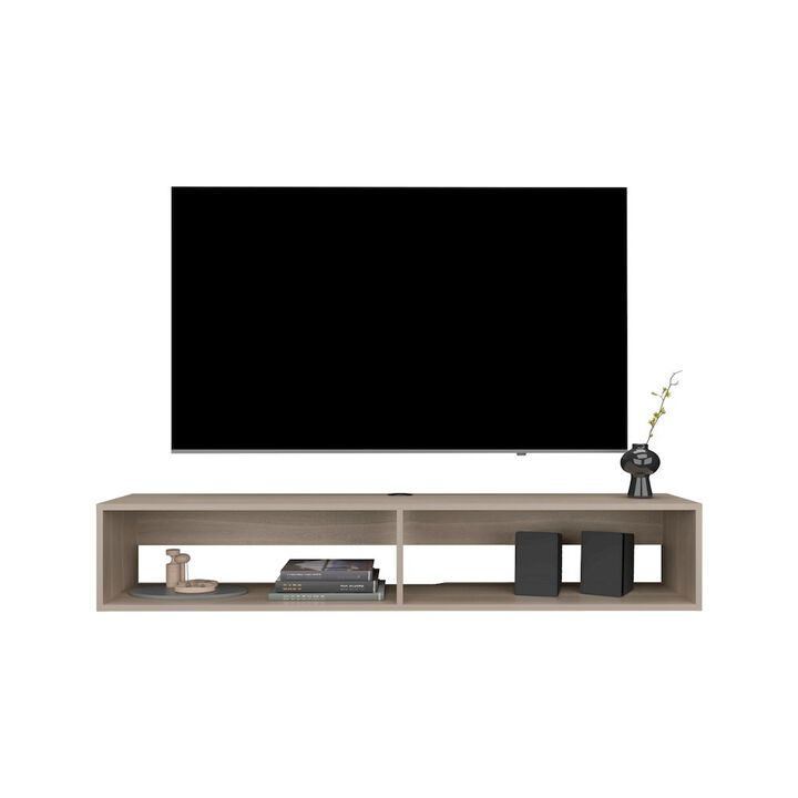 Lakes TV Stand with 2 Shelves, White Oak