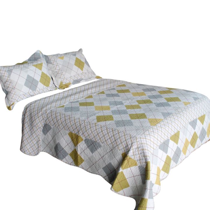 Fantasy Drift Queen Size 3PC Cotton Quilted Printed Bedding Set Soft Bed Cover