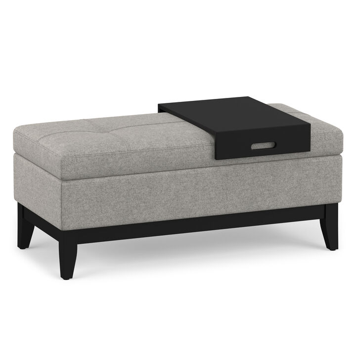 Simpli Home Oregon Storage Ottoman Bench with Tray
