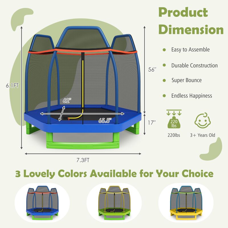 Kids Recreational Trampoline with Jumping Mat and Safety Enclosure image number 2