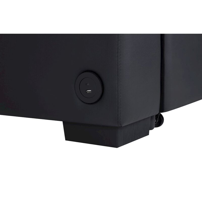 Lilola Home 84.5W Black PVC Fabric Sleeper Sectional