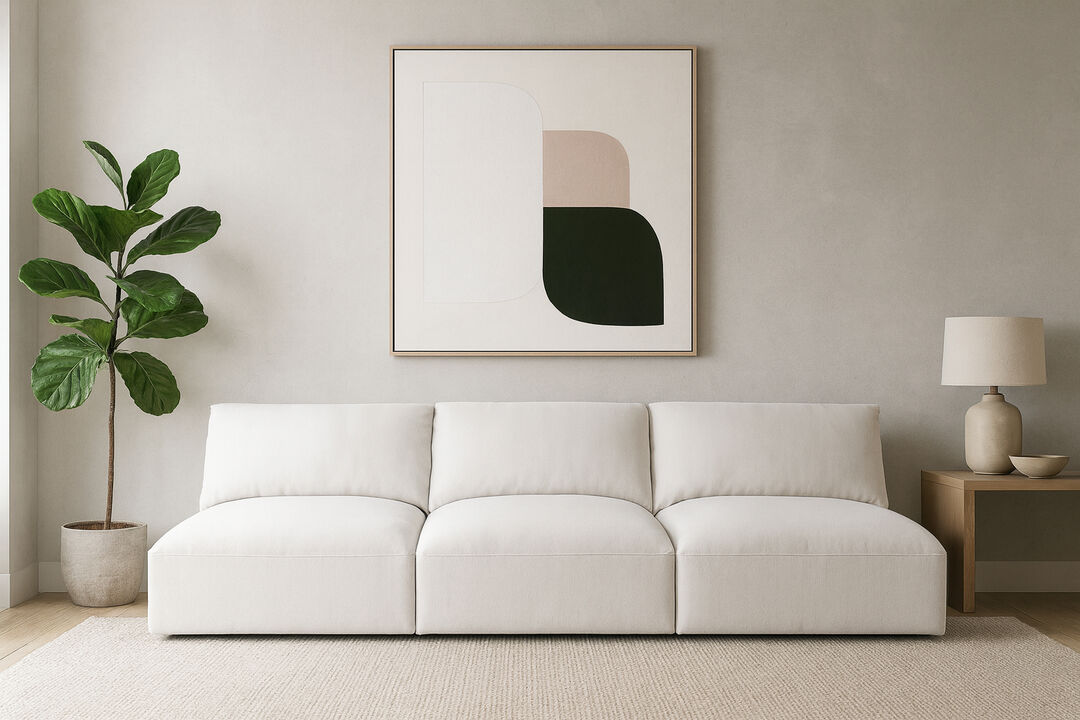 Meridian Furniture Ease Cream Polyester Fabric Modular Sofa