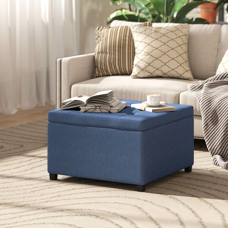 Hivvago Button Tufted Round Ottoman with Storage image number 1