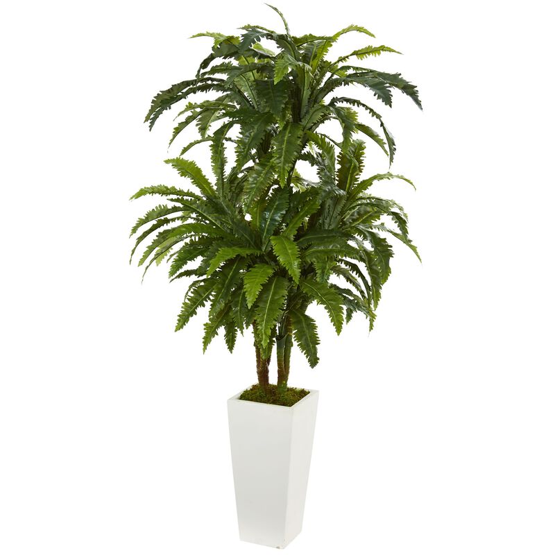 Hivvago Marginatum Artificial Plant in White Tower Vase
