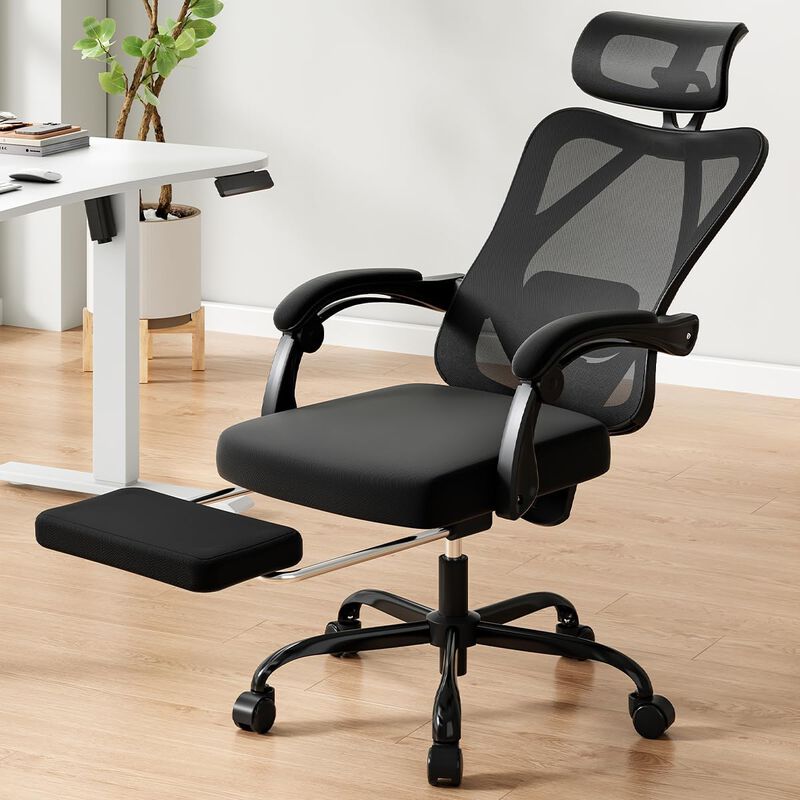 Petrimins Executive Office Chair with Retractable Footrest & Lumbar Support, All-Day Comfort Cross-Legged Desk Chair for Home Office image number 4