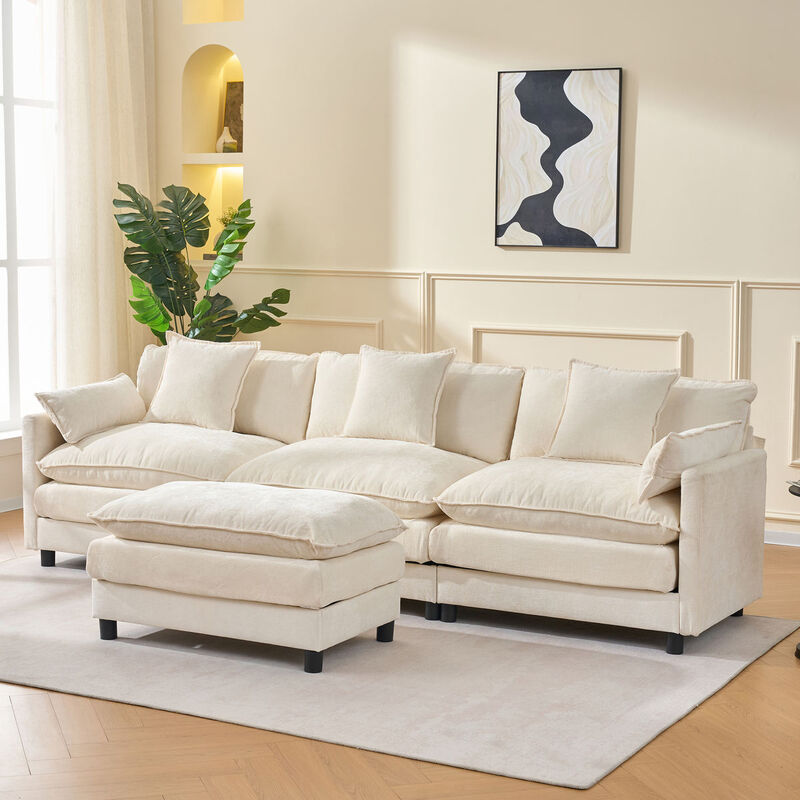 Envelor Modern L-Shaped Modular Chenille Sectional Sofa image number 4
