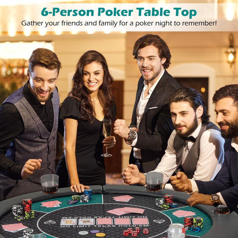 6 Player Portable Poker Game Mat Foldable Table Top for Home-Green image number 6
