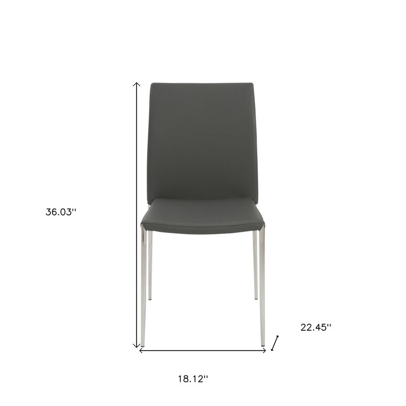 Set of 2 Stacking Chairs with Steel Frame and Faux Leather Seat