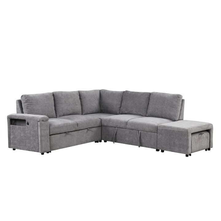 Gabdor L‑Shaped Pull‑Out Sectional Sofa Bed
