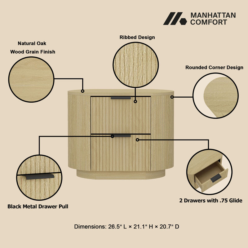 Olivia Nightstand with Black