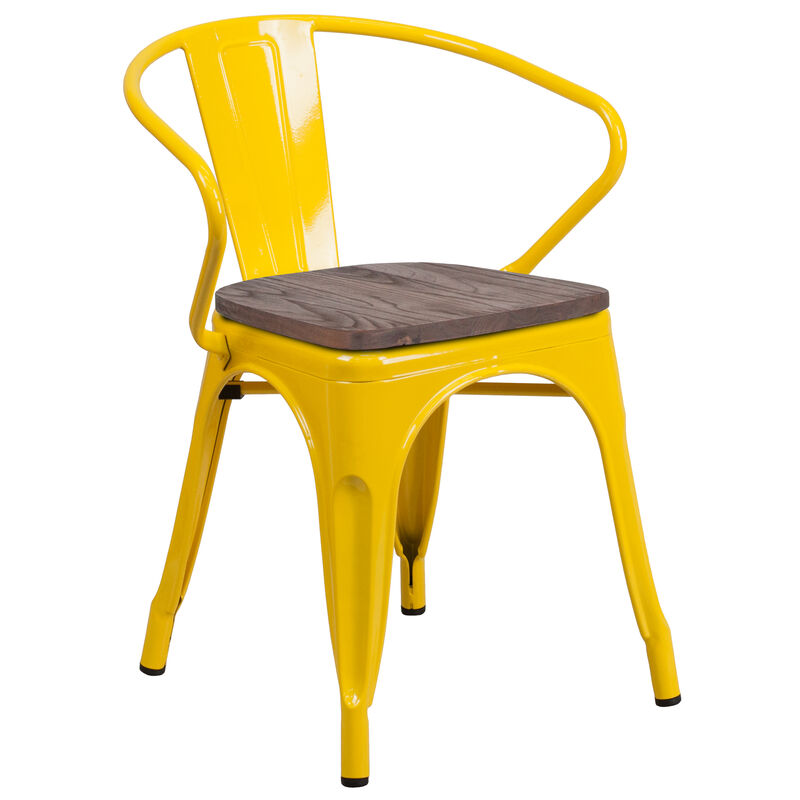Metal/Wood Colorful Restaurant Chairs image number 0
