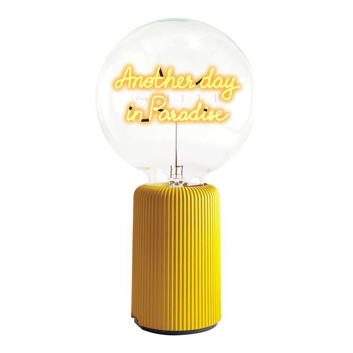 Bulb ANOTHER DAY IN PARADISE Amber with Base Table Lamp PORTABLE Pop
