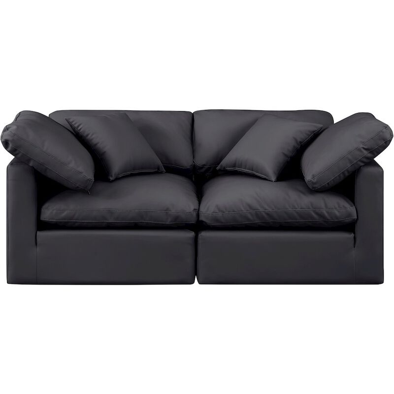 Meridian Furniture Indulge Black Vegan Leather Modular Sofa
