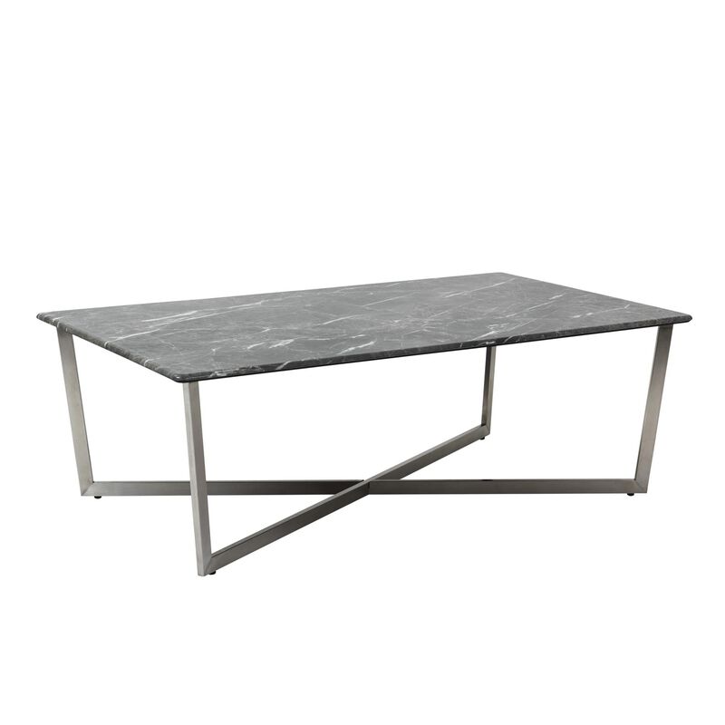 Homezia Black on Stainless Faux Marble Coffee Table