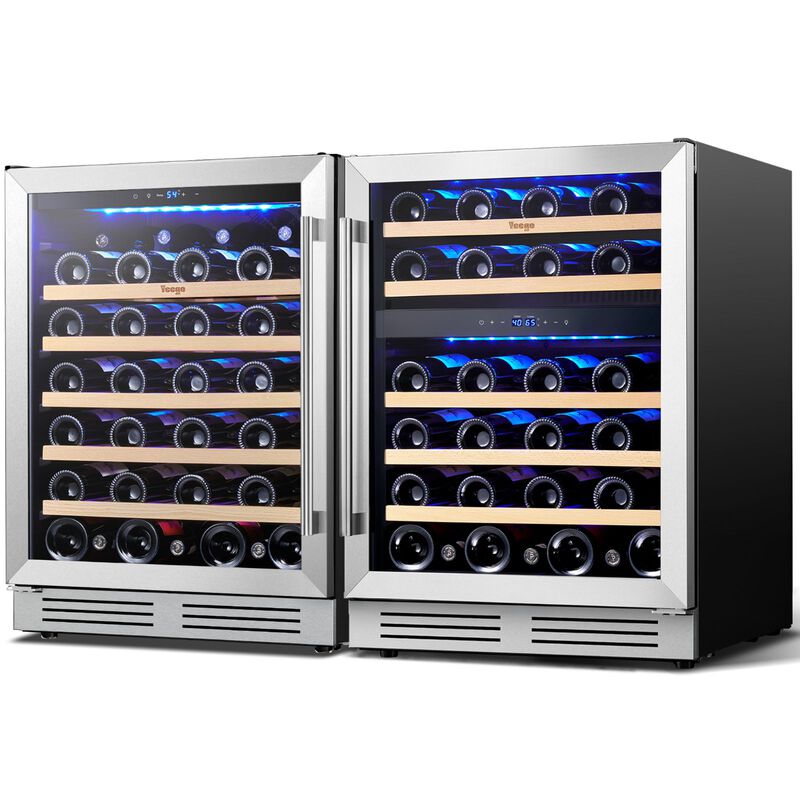 48 inch Wine Refrigerator cooler, Two 24'' Dual Zone Wine Cooler Fridge, Hold 98 Standard 750ml Wine Bottles Built-in image number 2
