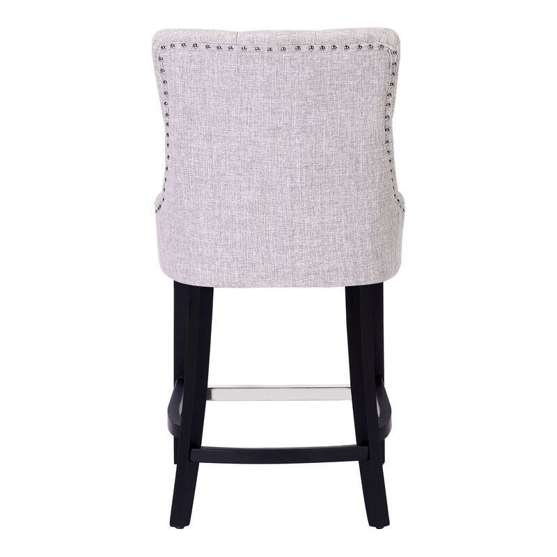 WestinTrends 24" Linen Fabric Tufted Upholstered Counter Stool