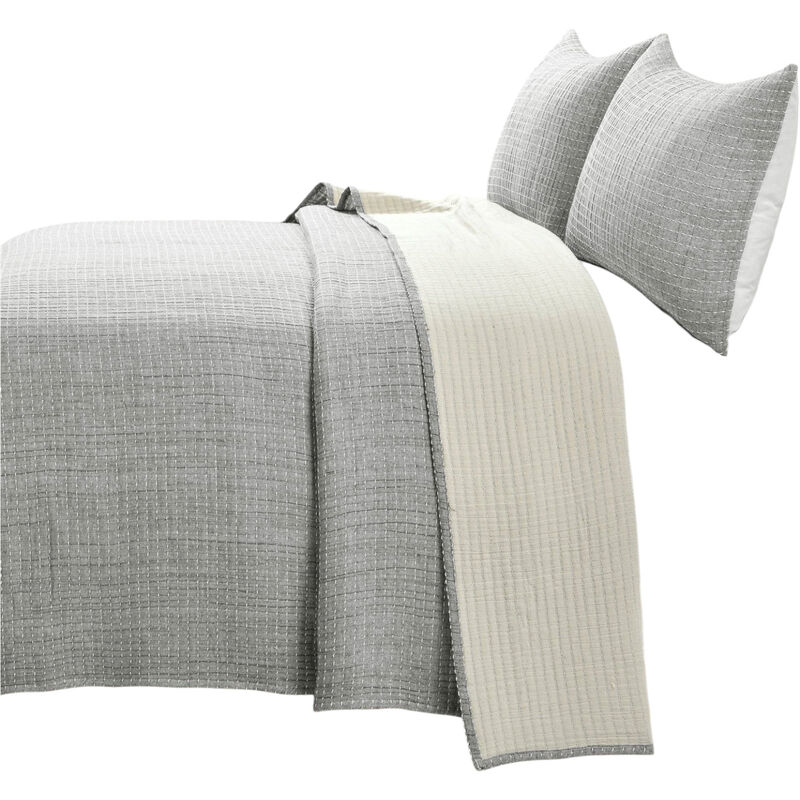 Reversible Cotton Yarn Woven Quilt Set 3 Pieces for Comfortable and Cozy Bedding