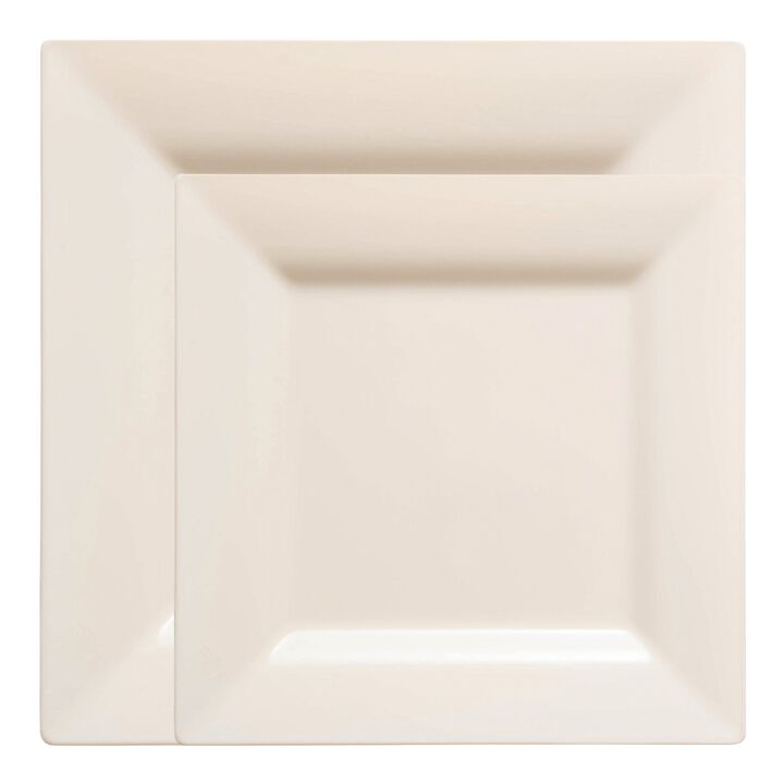 Ivory Square Plastic Plates Dinnerware Value Set (40 Sets)