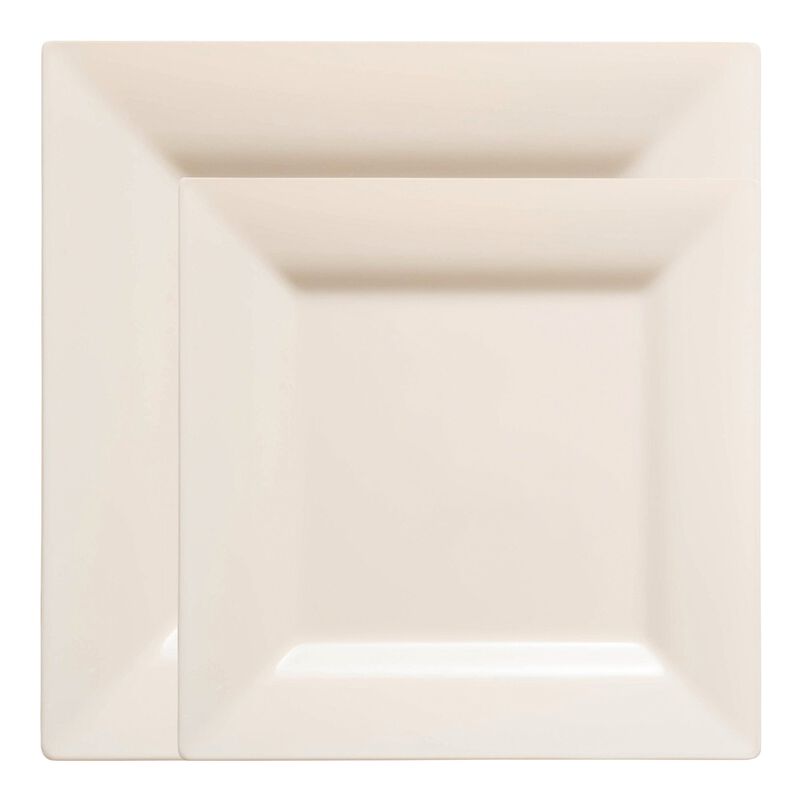 Ivory Square Plastic Plates Dinnerware Value Set (40 Sets) image number 0