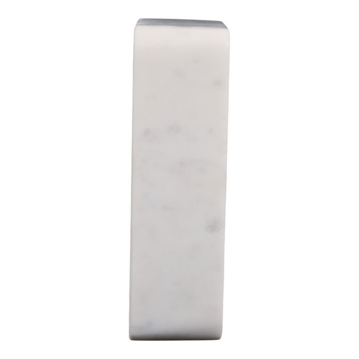 Marble Clock with Brass in White