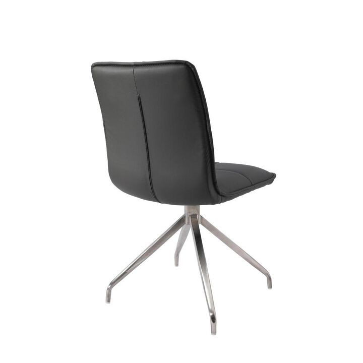 Dining Chair With Pu Seat And Brushed Stainless Steel Leg, Set Of 2