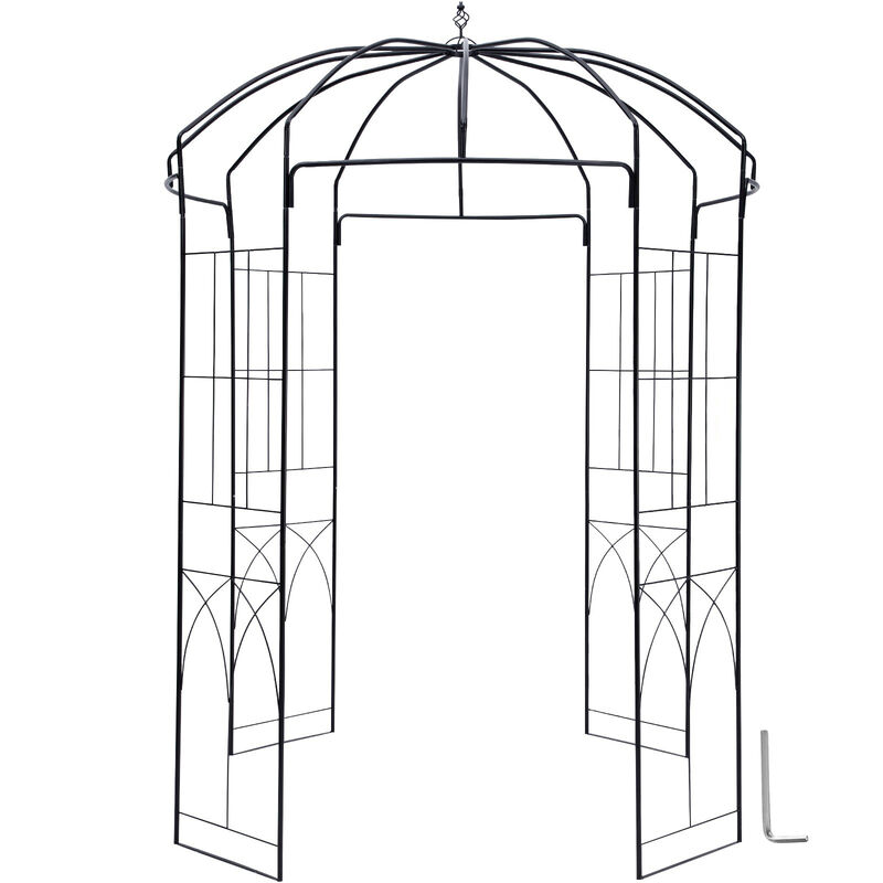 Decorative Birdcage Wedding Arch &ndash; Heavy Duty Wrought Iron Arbor for Climbing Plants in Garden or Lawn
