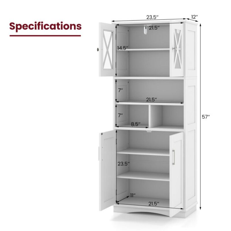 Hivvago Tall Bathroom Cabinet Large Floor Storage Cabinet with Acrylic Doors and 3 Cubes