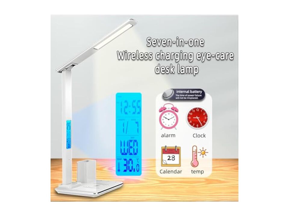 Touch Control Wireless 3 Color Desk Lamp For Office White