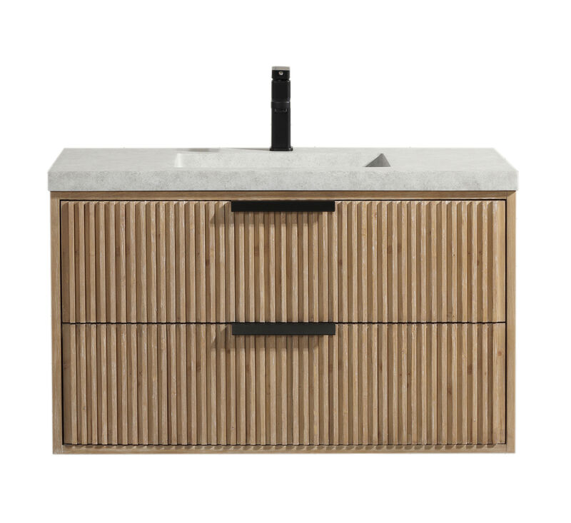 Diego 36" Floating Bathroom Vanity Weathered Fir image number 0