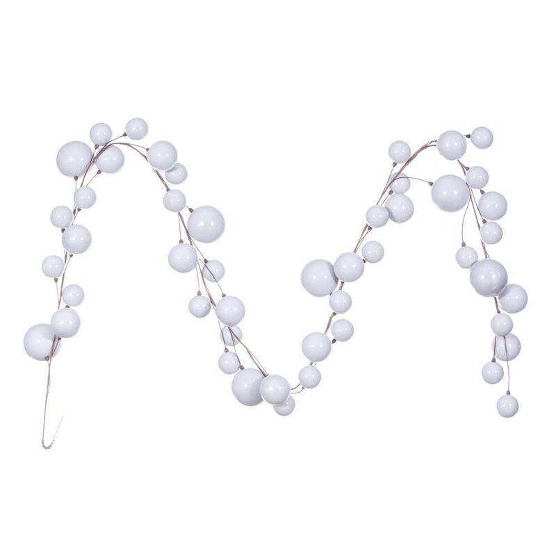 Vickerman 10' Silver Pearl Branch Ball Wire Garland. image number 0