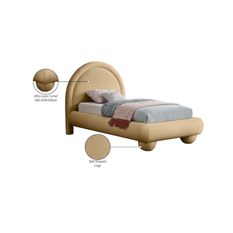 Meridian Furniture Madrid Camel Velvet Twin Bed