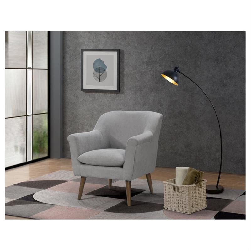 Shelby Steel Gray Woven Fabric Armchair