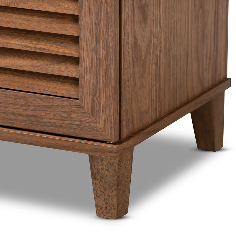 Baxton Studio Coolidge Modern Walnut Finished 8 Shelf Wood Shoe Storage Cabinet image number 6