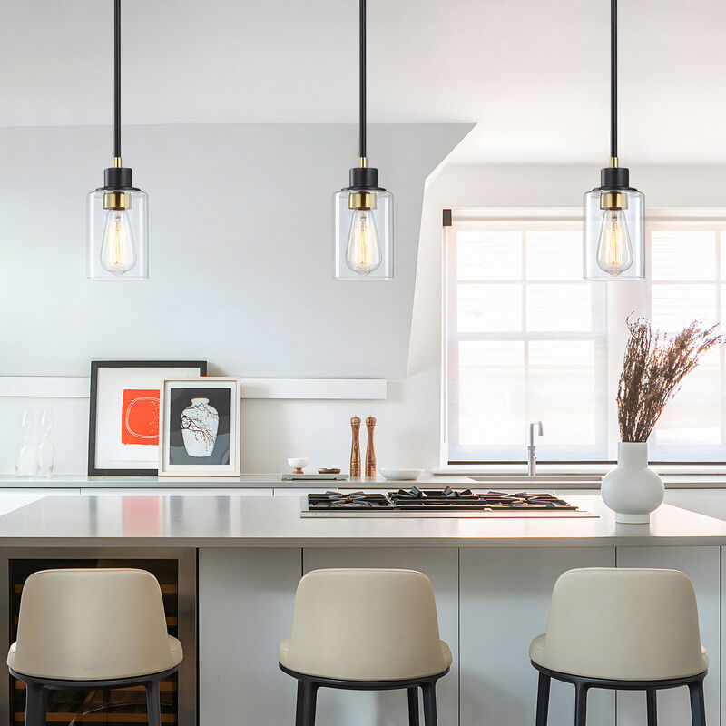8" Modern Black and Warm Gold Glass Mini Pendant Light image number 8