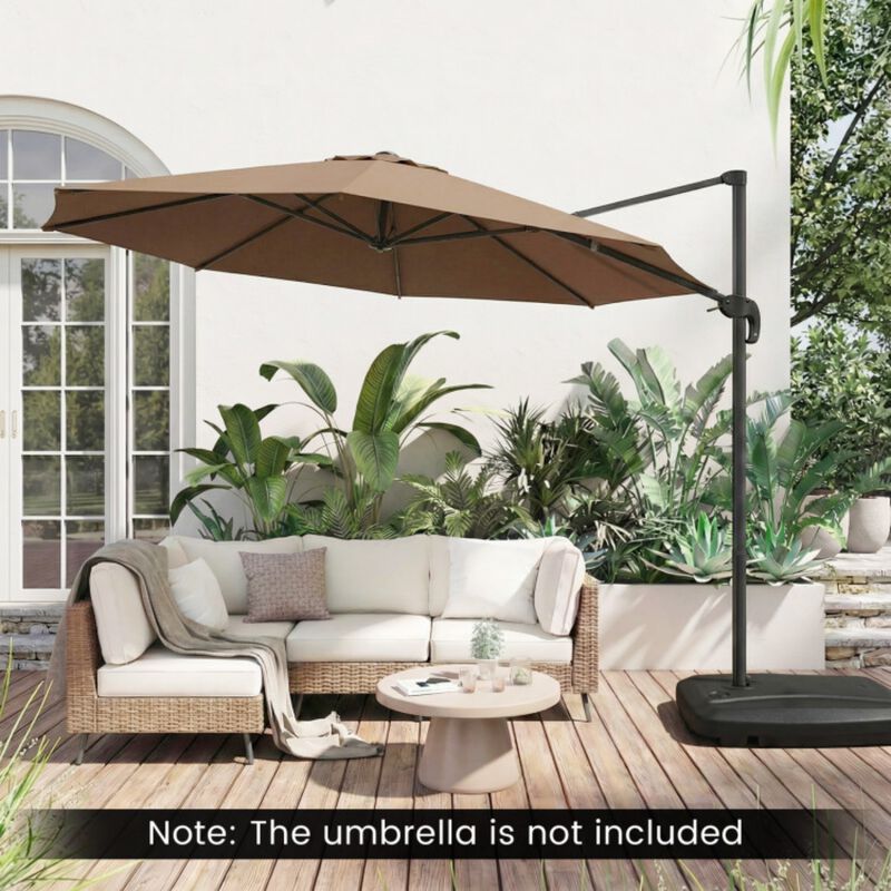 225 LBS Cantilever Patio Umbrella Base with Wheels and Crossed Base image number 8