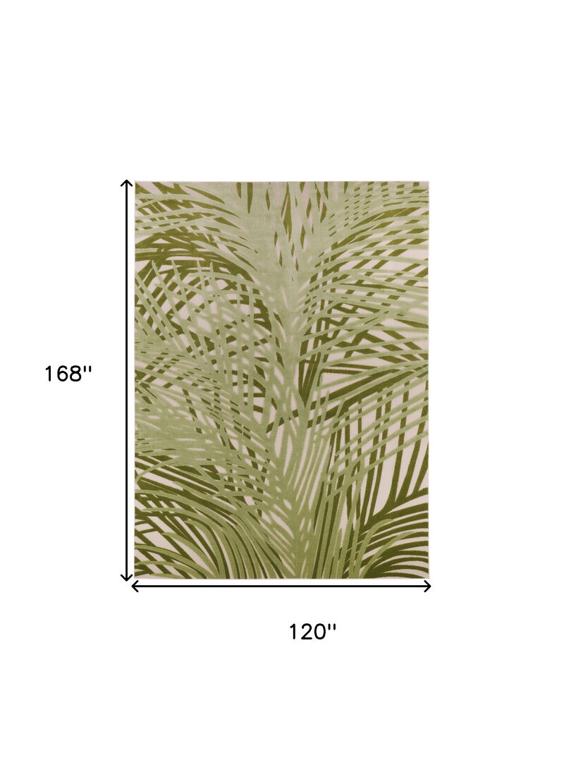 HomeRoots 10' X 14' Ivory And Green Palm Leaf Indoor Outdoor Area Rug image number 6