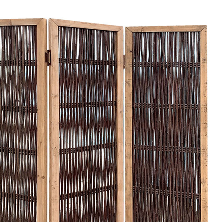3-Panel Kirkwood Room Divider with Interconnecting Branches for Natural Home Decor