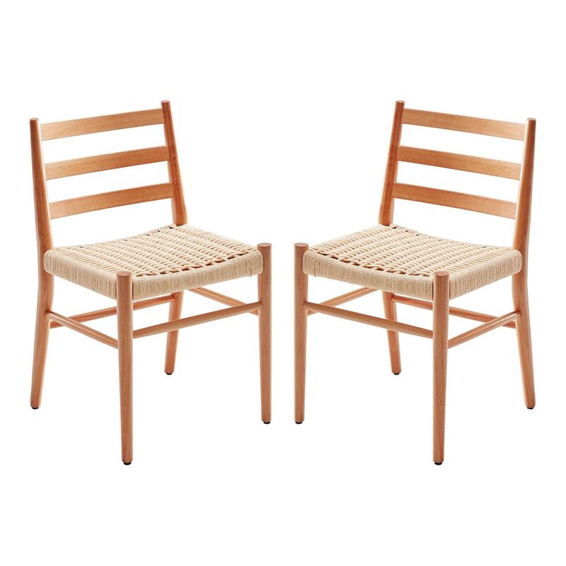 Mid Century Modern Woven Rope Seat Dining Chairs Set of 2 image number 0