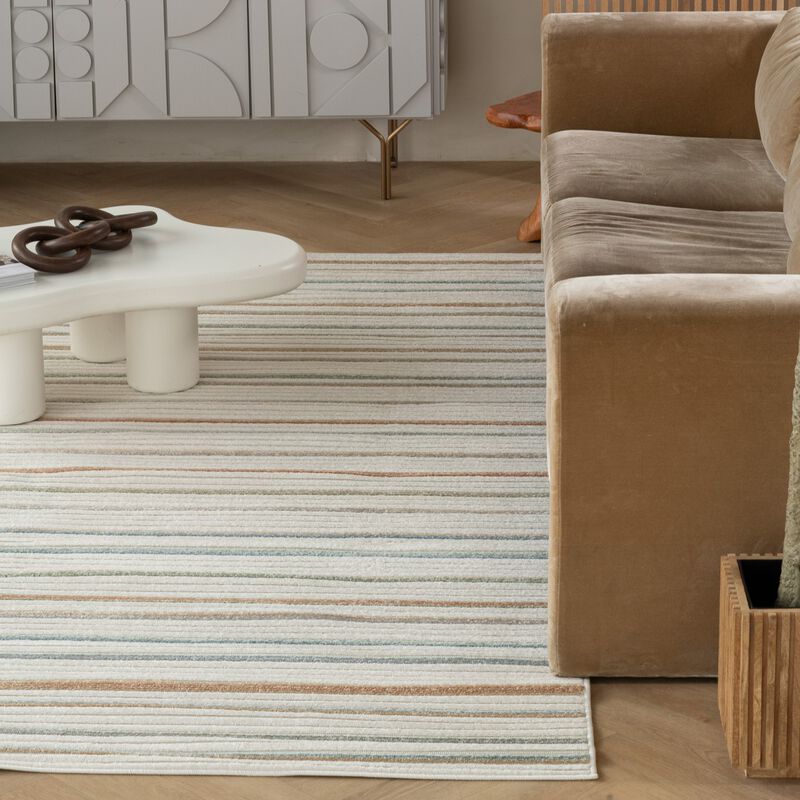Rug Branch Solena Contemporary Striped Grey Beige Indoor Area Rug