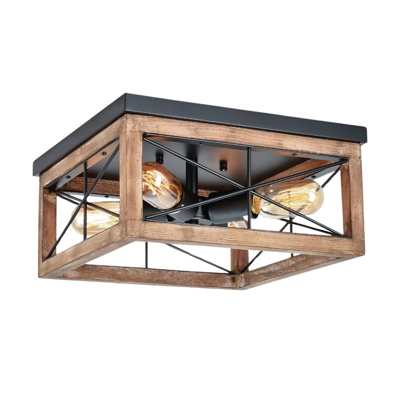 ELEMENT ACE 4-Light Farmhouse Flush Mount Ceiling Light Fixture, Rustic Close to Ceiling Lamp for Kitchen Island Living Room Bedroom Hallway Entryway Laundry image number 0