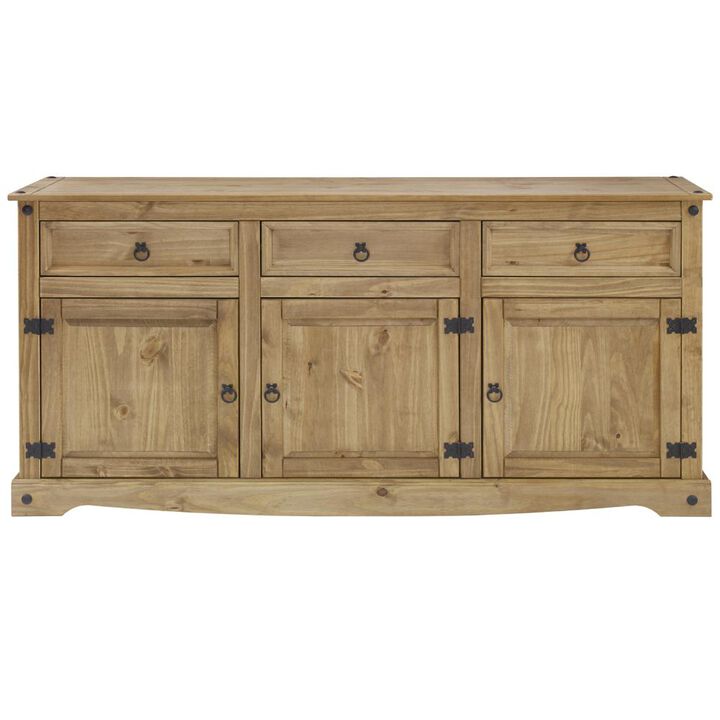 OS Home and Office Furniture Model COR917 Cottage Series Wood Buffet Sideboard in Corona Brown