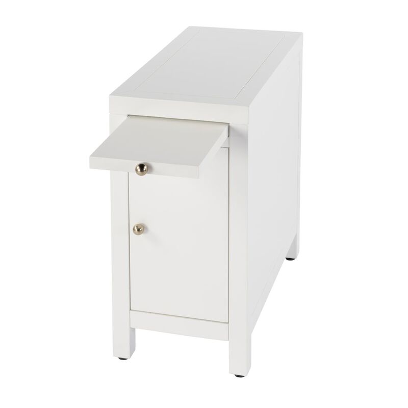 Butler Specialty Nora 12 in. W Rectangular Wood 1 Door Narrow End Table with Pull-Out Tray, White