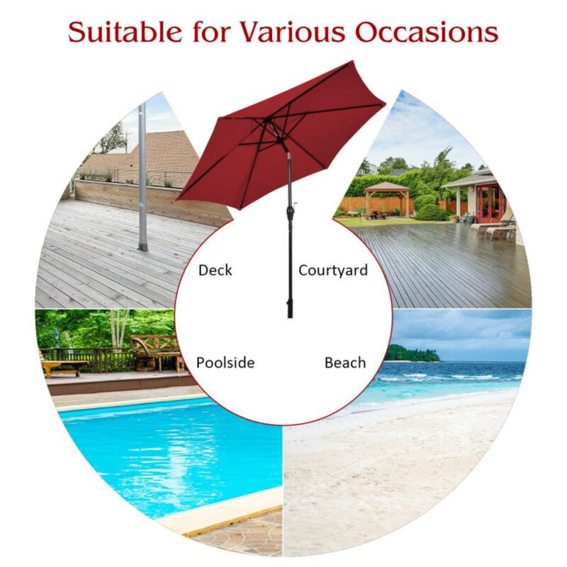 Hivvago Outdoor Market Patio Table Umbrella Push Button Tilt Crank Lift