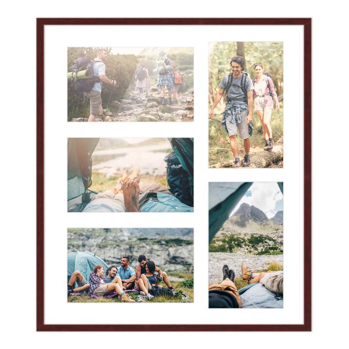 12x14 Wood Collage Frame with a White Mat for 4x6 Pictures