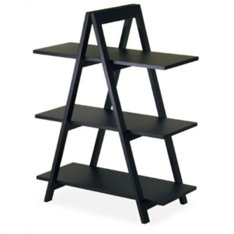Hivvago Modern 3-Tier A-Frame Display Shelf Bookcase in Black