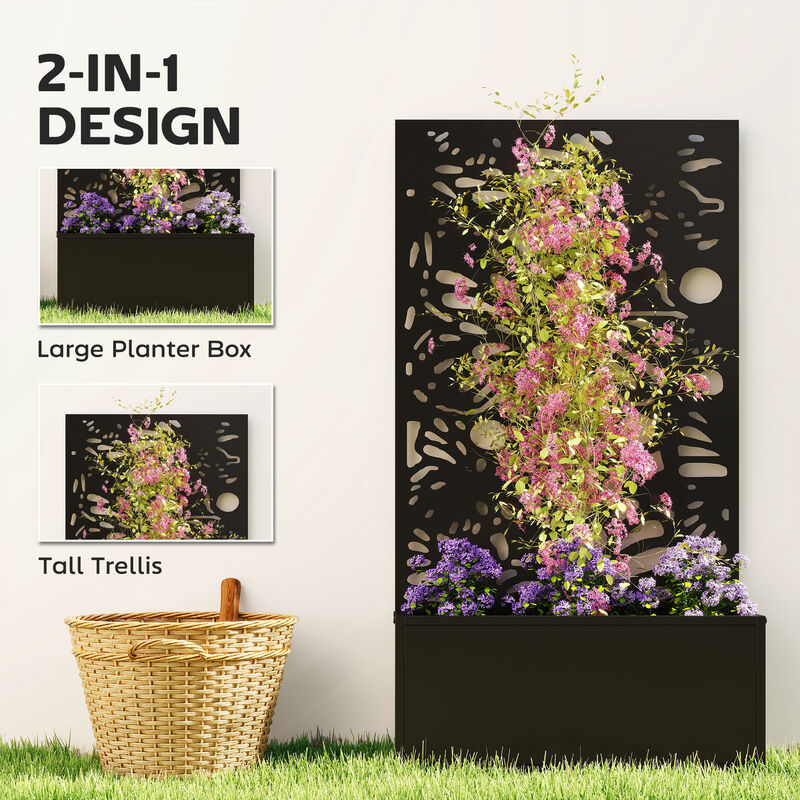 Hivvago Metal Raised Planter with Trellis for Balcony or Garden image number 3