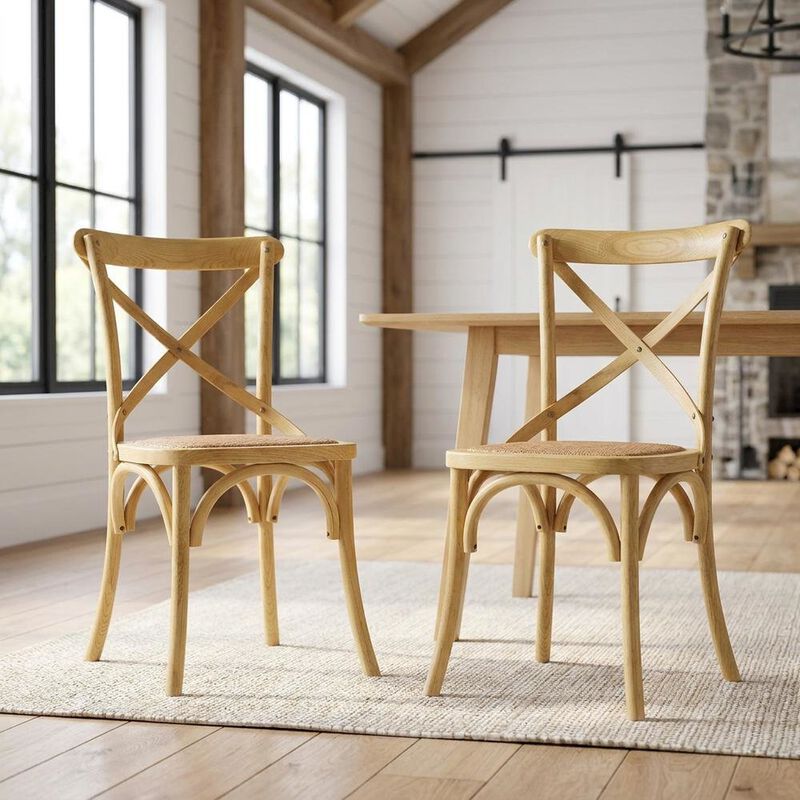 Wooden Dining Side Chairs for Kitchen and Dining Room, Natural, Set of 2 image number 5