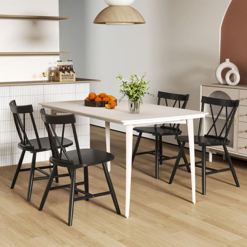 Hivvago Farmhouse Kitchen Dining Chair Set of 2 with Rubber Wood Frame
