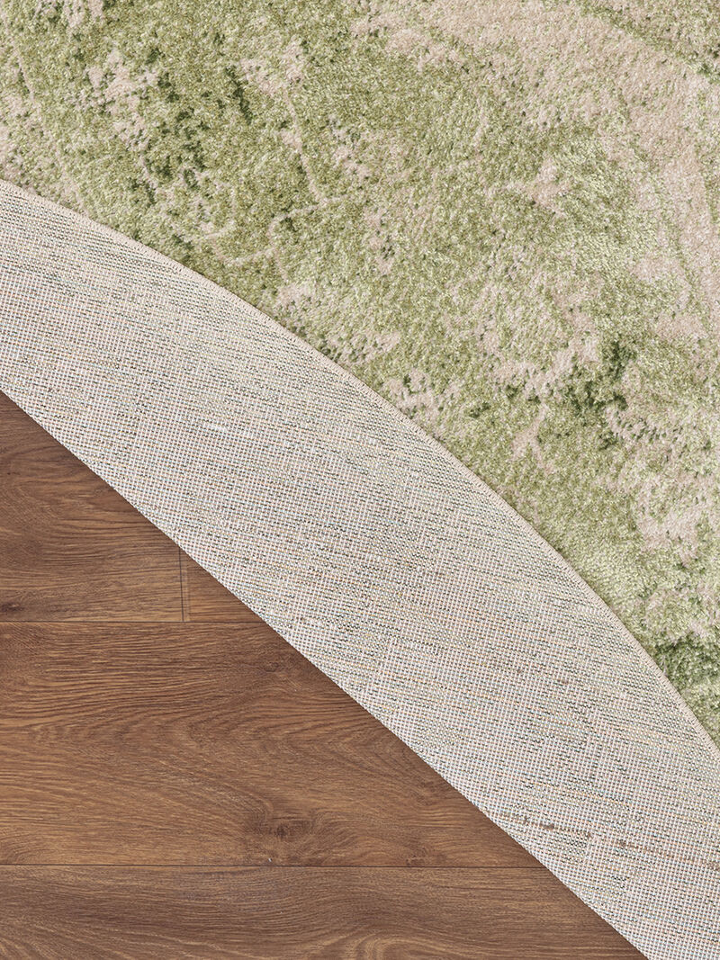 Astra Machine Washable ASW12 Ivory/Green 7'10" x Round Rug